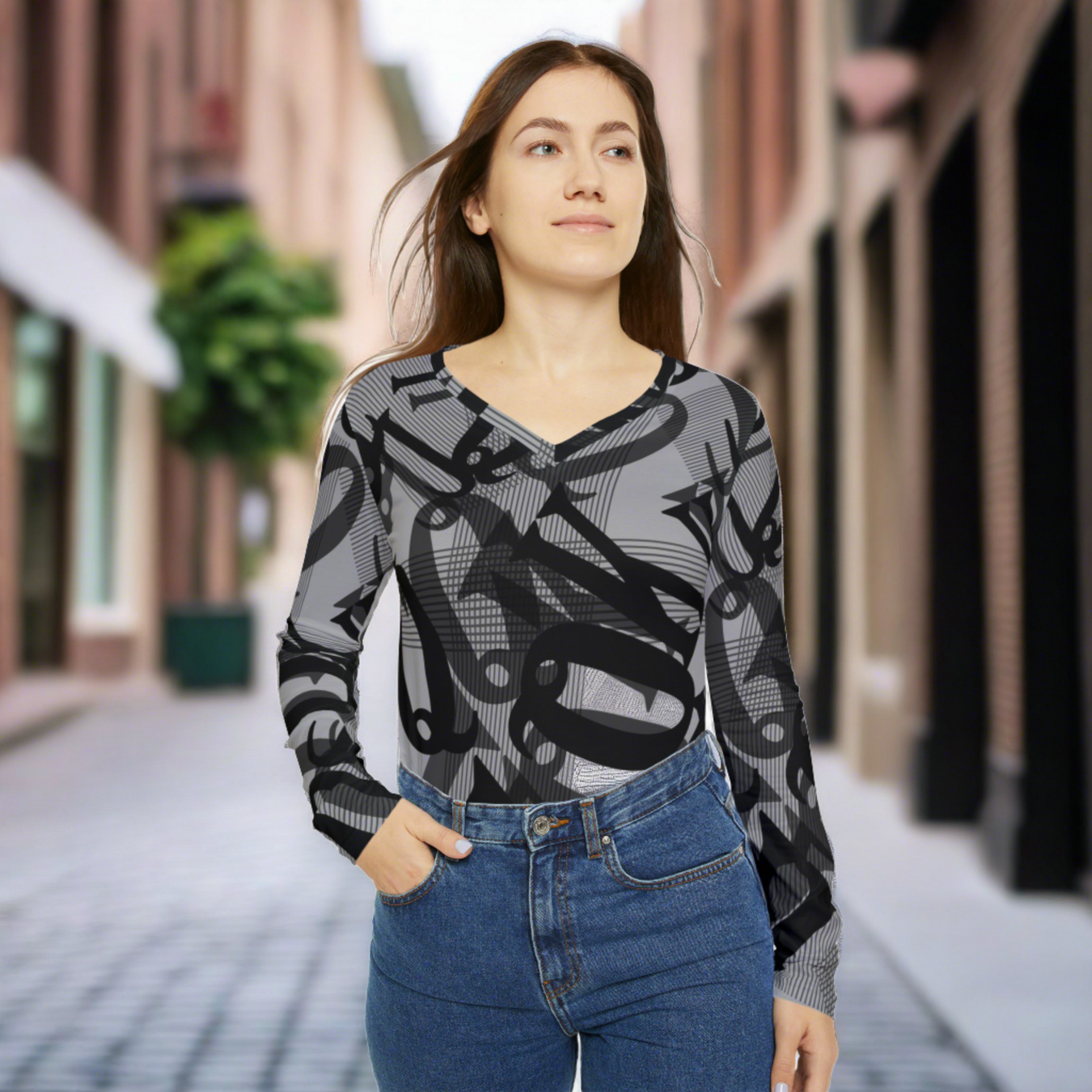 Véronique Women's Long Sleeve V-neck Shirt - Stylish, Versatile, and Comfortable