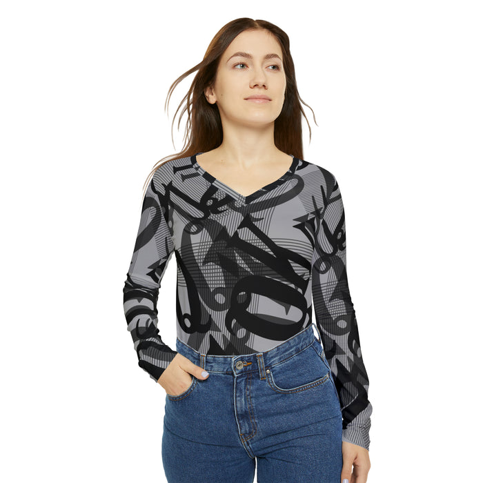 Sophisticated Véronique Women's V-neck Top - Chic, Adaptable, and Cozy