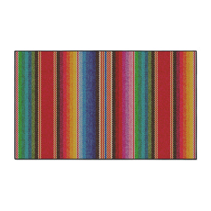 Elegant Vintage Luxe Ethnic Floor Mat with Chic Black Trim