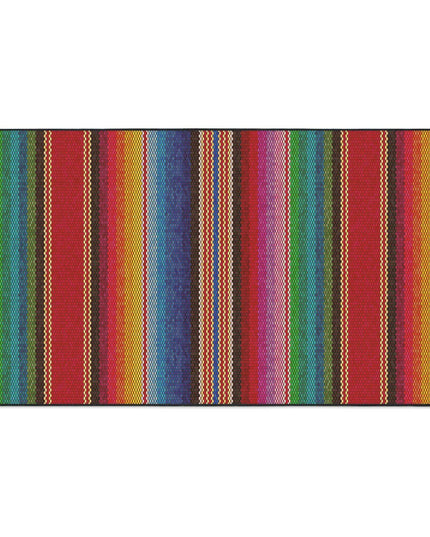 Elegant Vintage Luxe Ethnic Floor Mat with Chic Black Trim