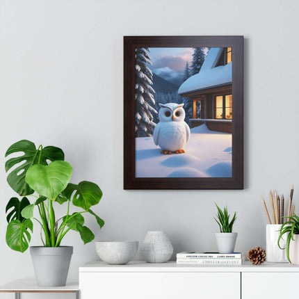 Charming Sustainable Owl Framed Art Print - Maison d'Elite Vertical Poster