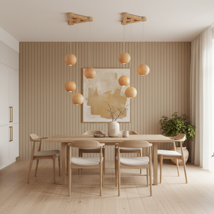 Nordic wood solid wood ball chandelier creative personality living roo