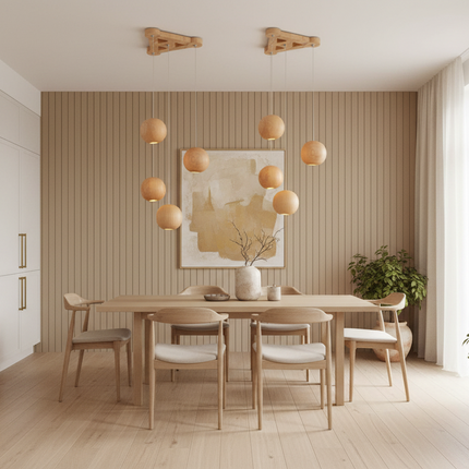 Nordic wood solid wood ball chandelier creative personality living roo