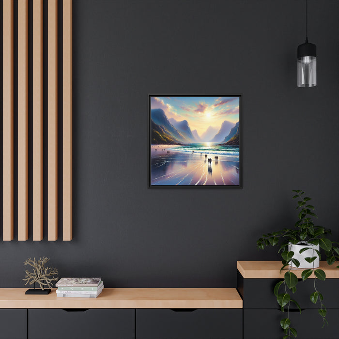 Tranquil Coastline - Elegant Matte Canvas Black Pinewood Frame