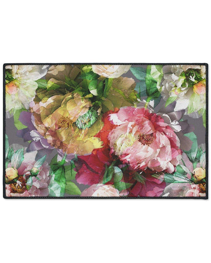 Elegant Vintage Floral Area Rug with Stylish Black Border and Non-Slip Backing