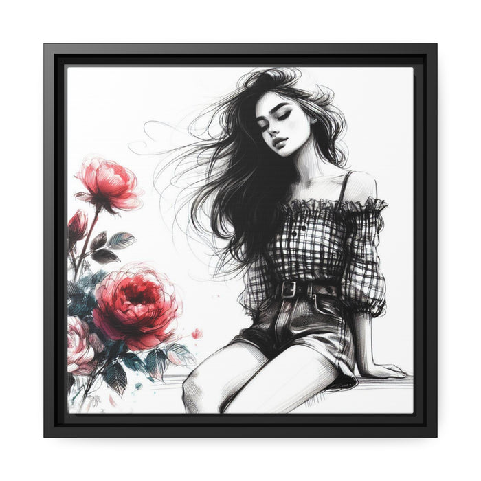 Romantic Girl - Valentine Matte Canvas Pinewood Frame