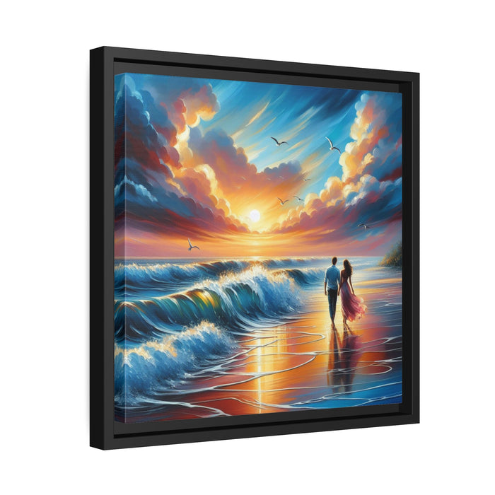 Coastal Stroll - Premium Black Pinewood Framed Matte Canvas Art