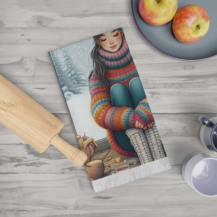 Cozy Winter Custom Cotton Tea Towel for Sophisticated Homes