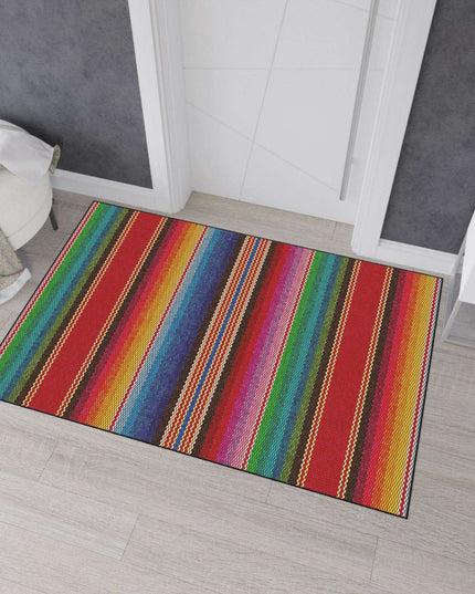 Elegant Vintage Luxe Ethnic Floor Mat with Chic Black Trim