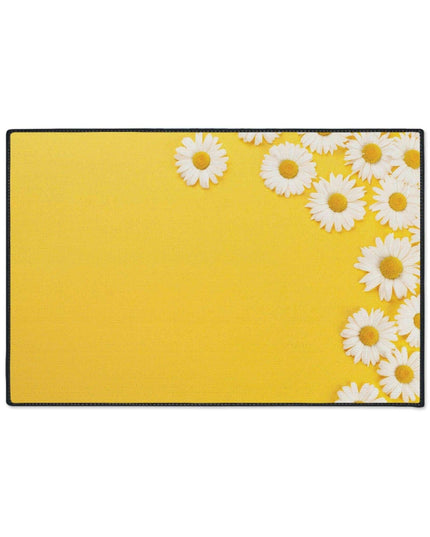 Chic Chamomile Personalized Area Rug with Modern Black Edging and Vibrant Designs