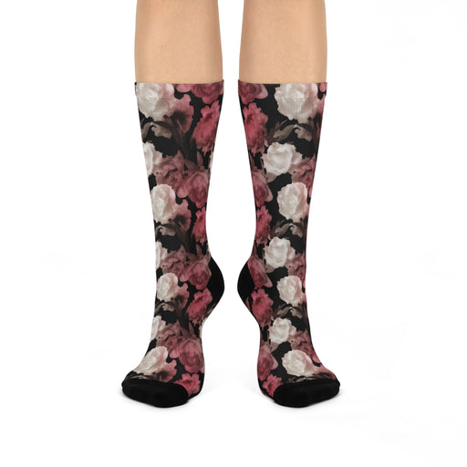 Cushioned Crew Socks with Chic All-Over Print - One Size Fits All