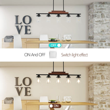Room & Decor Farmhouse Industrial 5-Light Pendant, Adjustable Height,