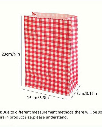 Vibrant Plaid Gift Bags with Coordinating Stickers - 50 Piece Set for All Occasions