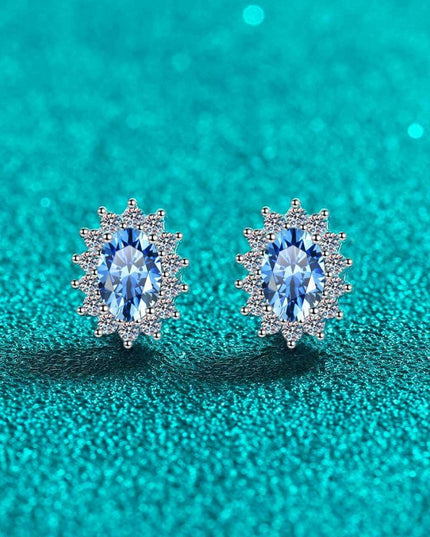Elegant 1 Carat Lab-Created Diamond Stud Earrings with Dazzling Zircon Accents in Sterling Silver