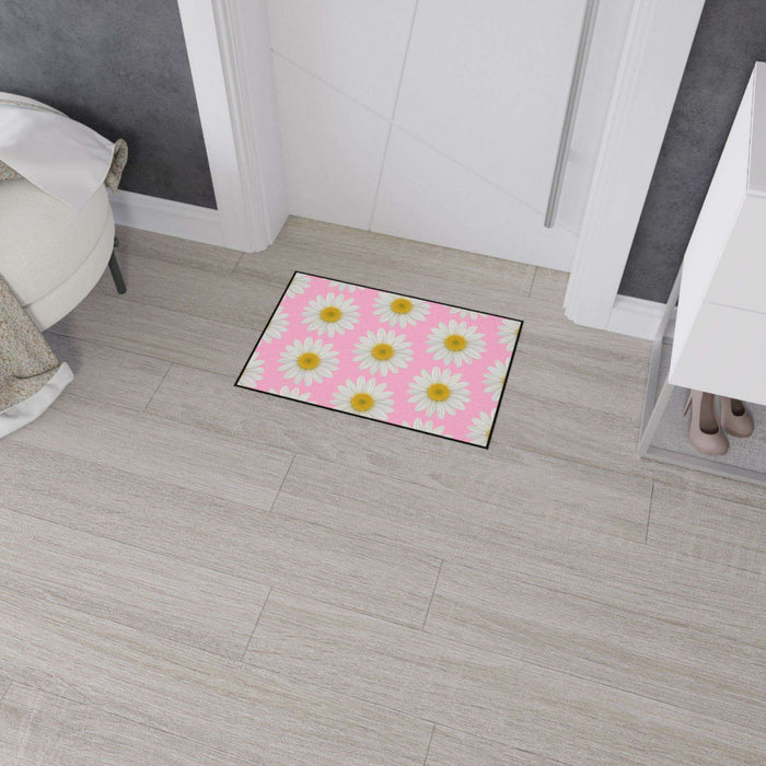 Chic Pink Daisy Personalized Area Rug with Non-Slip Backing - Luxurious Design