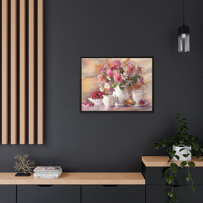 Flower Bouquet Matte Canvas - Pinewood Frame