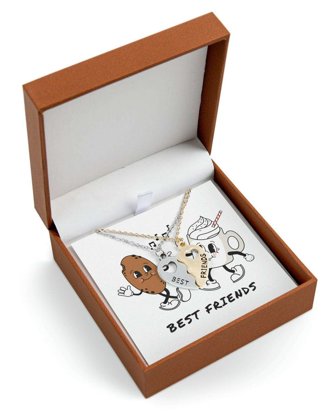 Elegant 18K Gold-Plated Best Friends Necklace Set with Personalized Gift Boxes