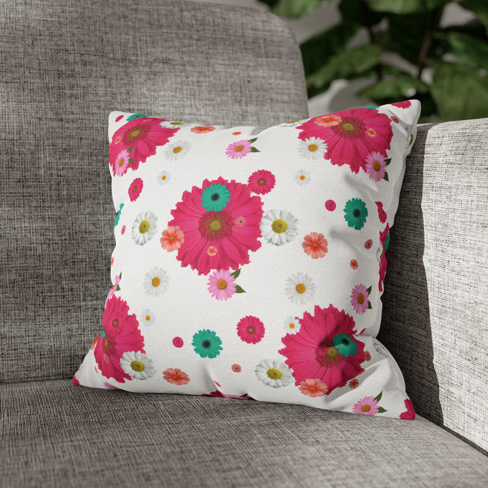 Pink Daisy Burst Decorative Pillow Cover with Elegant Zipper Fastening
