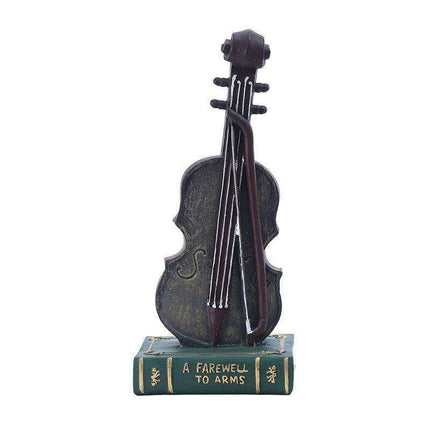 Elegant Book Violin Resin Sculpture for Study Decor