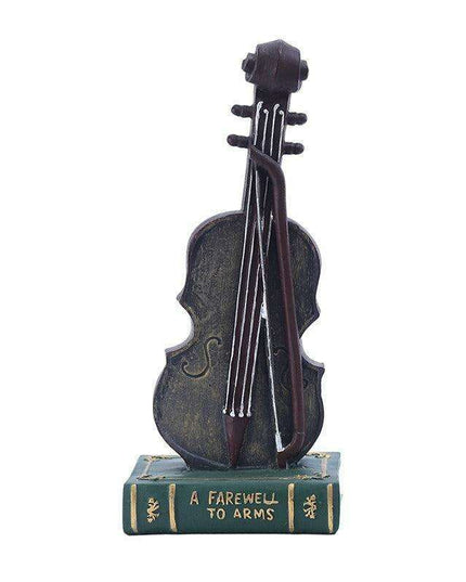 Elegant Book Violin Resin Sculpture for Study Decor