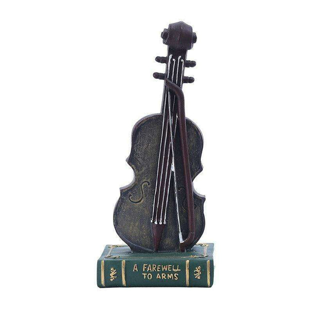 Elegant Book Violin Resin Sculpture for Study Decor