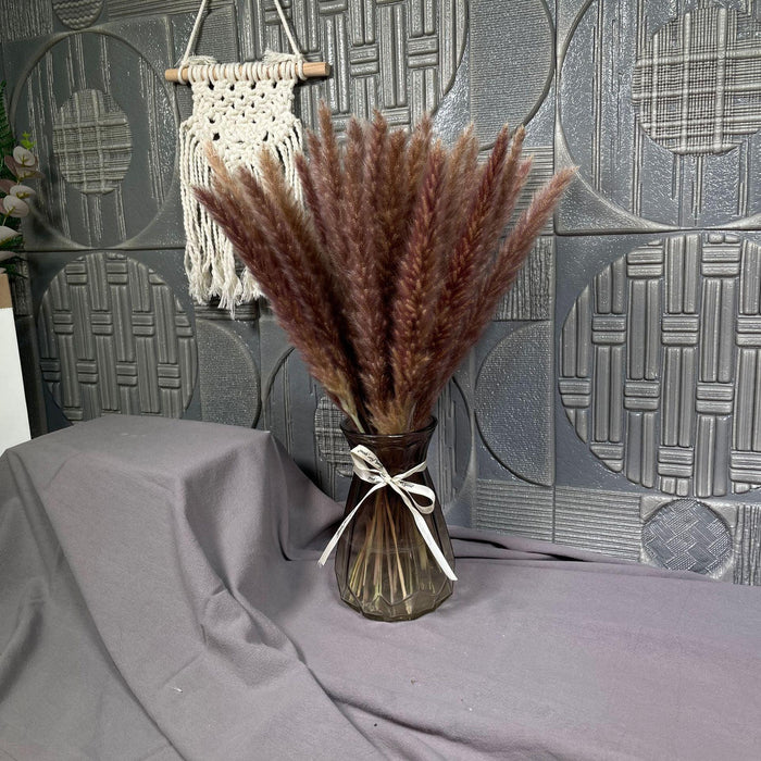 Natural Dried Flowers Reed Grass Bundle - 15 Stems, White and Pink Tones, 50-60cm Length