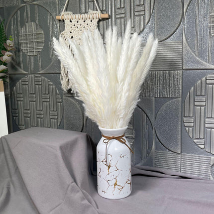Charming White and Blush Dried Floral Reed Grass Arrangement - 15 Stems, 50-60cm for Home and Event Styling