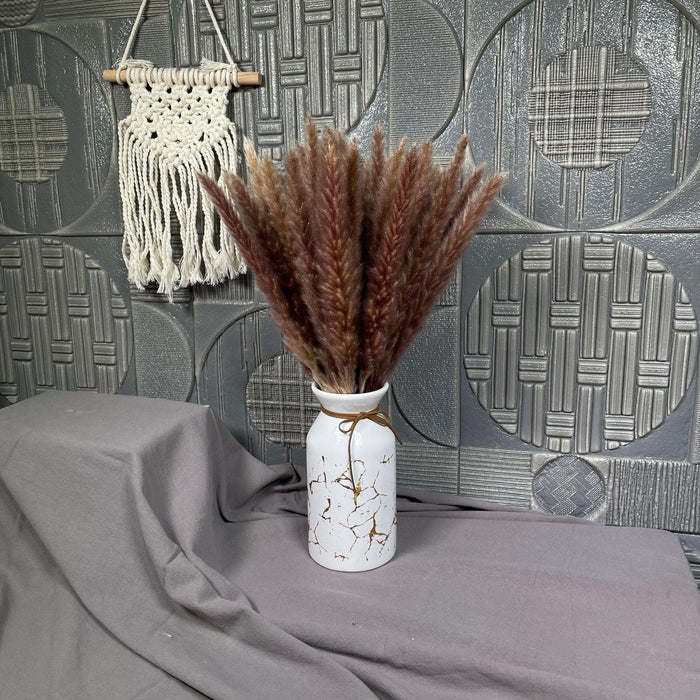 Charming White and Blush Dried Floral Reed Grass Arrangement - 15 Stems, 50-60cm for Home and Event Styling