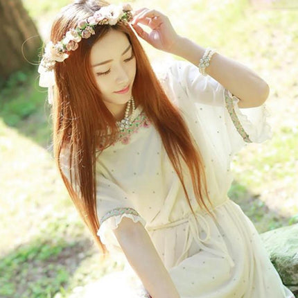 Peekaboo Studio Wedding Garland Flower Crown with Adjustable Fit & Sil