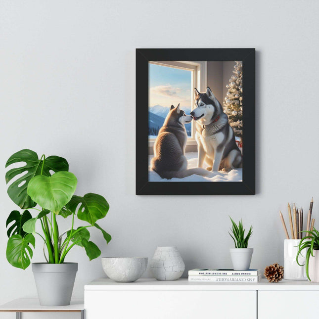 Sustainable Holiday Husky Vertical Wall Art Print