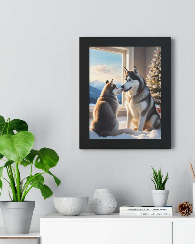 Sustainable Holiday Husky Vertical Wall Art Print