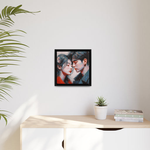 Dating Couple Valentine Matte Canvas Pinewood Frame