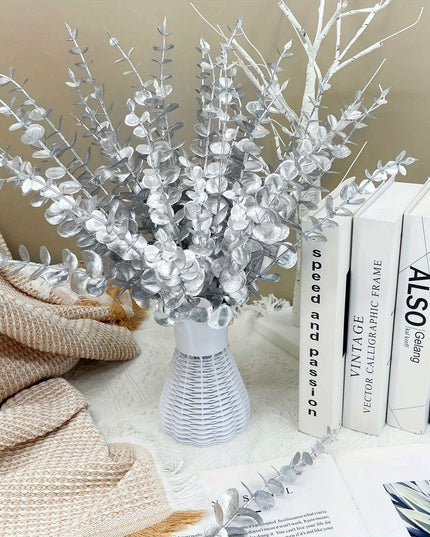 Elegant Golden Eucalyptus Stem Bundle - 15 Pieces for Festive Home Decor