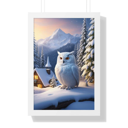Sustainable Winter Owl Framed Wall Art: Elegant Eco-Friendly Decor for Your Home