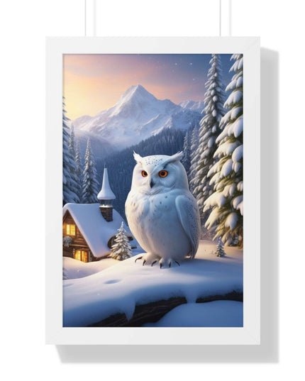 Sustainable Winter Owl Framed Wall Art: Elegant Eco-Friendly Decor for Your Home