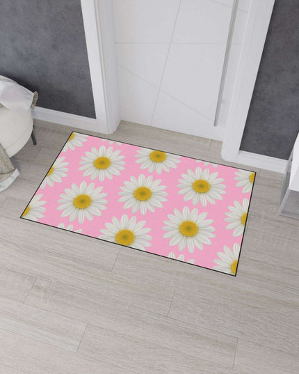 Chic Pink Daisy Personalized Area Rug with Non-Slip Backing - Luxurious Design