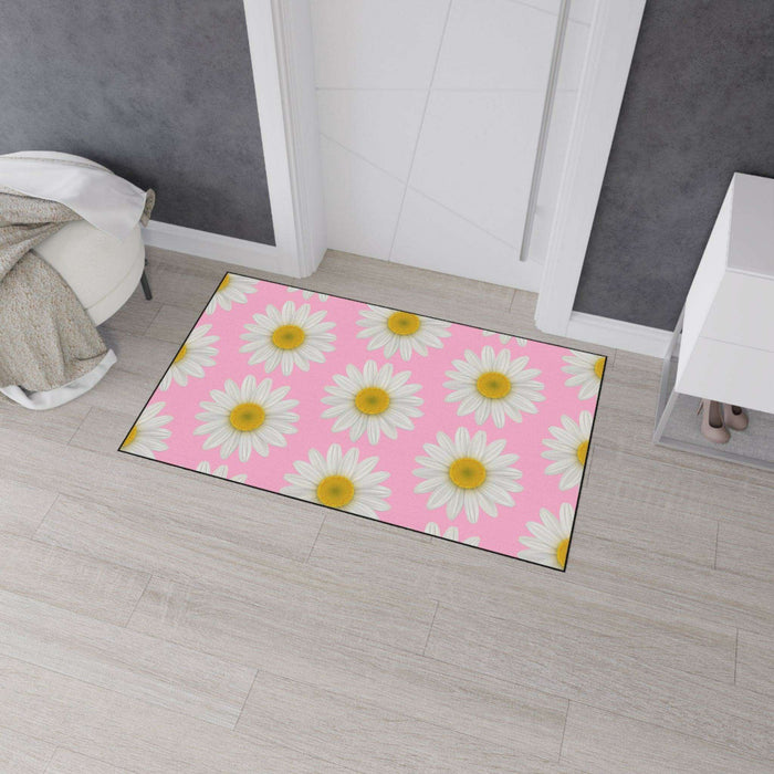 Chic Pink Daisy Personalized Area Rug with Non-Slip Backing - Luxurious Design