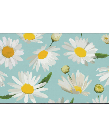 Chic Geometric Chamomile Area Rug with Elegant Black Edging and Anti-Slip Base