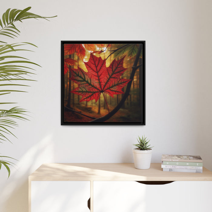 Elegant Maple Leaf Canvas Art: Modern Black Frame Set for Sustainable Style