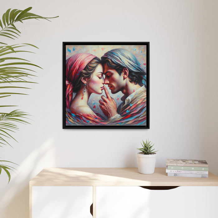 Elegant Black Pinewood Frame Valentine Canvas Art