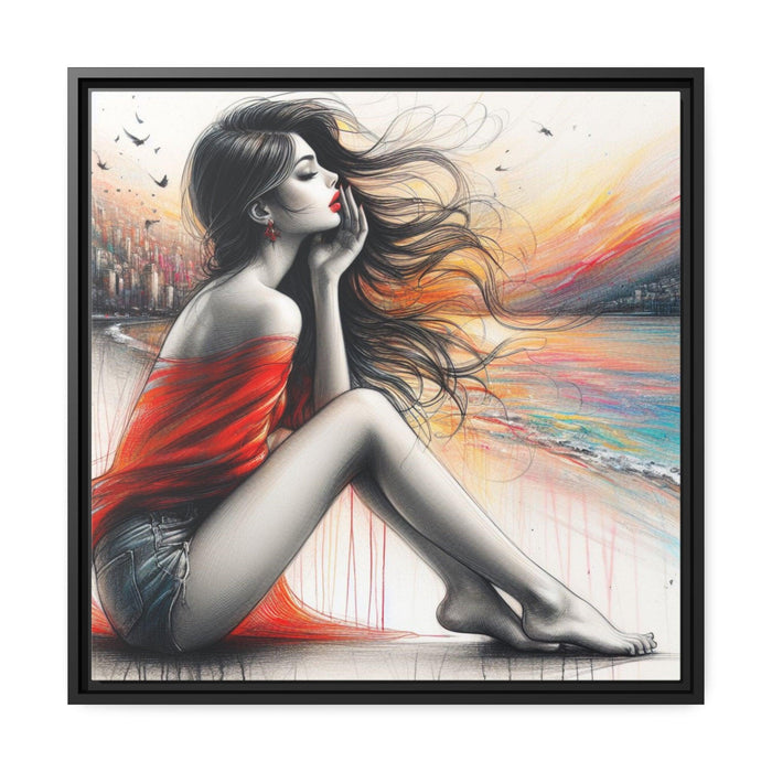 Sophisticated Lady - Valentine Matte Canvas Wall Art Collection with Sleek Black Frame