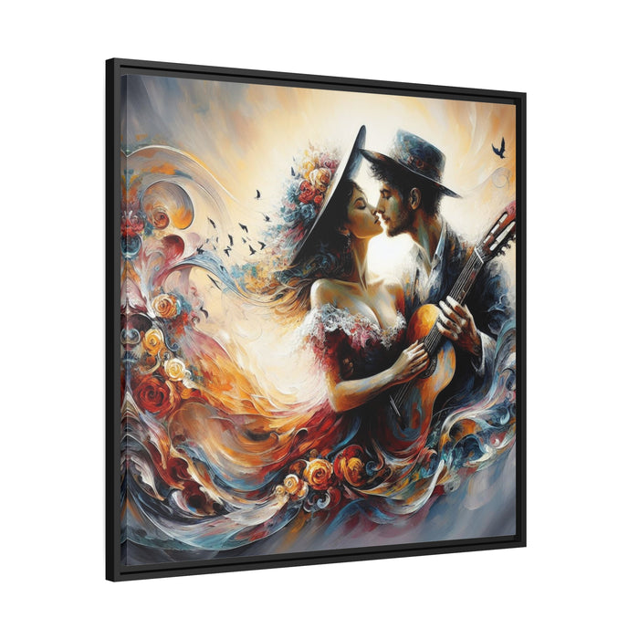 Valentine Romance - Stylish Matte Canvas Artwork with Elegant Black Pinewood Frame