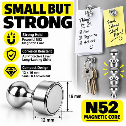 Super Strong Neodymium Magnet Pushpins - 1 to 50 Pcs Set