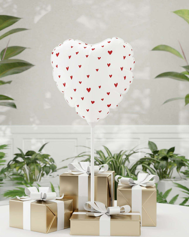 Elegant Valentine's Day Red Heart Mylar Balloon Set - 11" Round & Heart-Shaped Matte Elegance