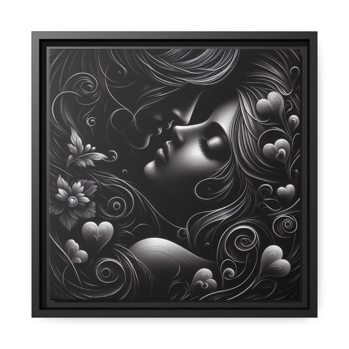 Elegant Embrace - Premium Matte Canvas in Black Pinewood Frame