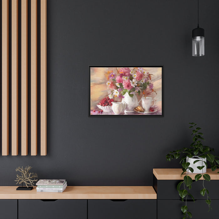 Flower Bouquet Matte Canvas - Pinewood Frame