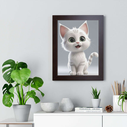 Elegant Feline Vertical Art Poster - Eco-Friendly Framed Design