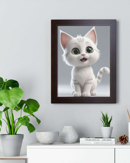 Elegant Feline Vertical Art Poster - Eco-Friendly Framed Design