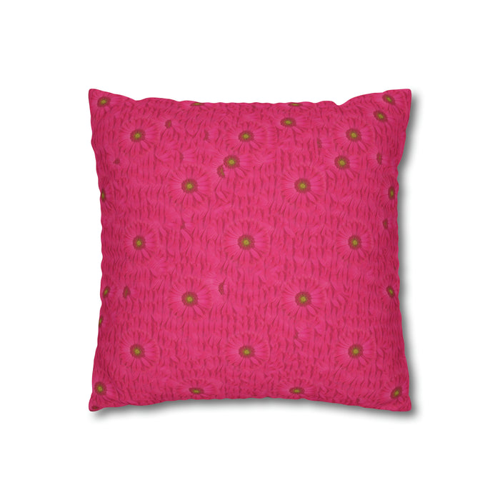Floral Pink Daisies Decorative Pillow Cover for Spring Home Accent