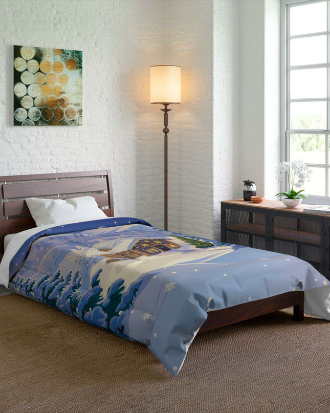 Festive Winter Wonderland Plush Comforter - Luxurious Polyester Bedding